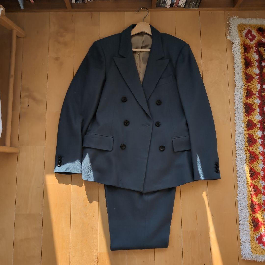 SCYE ウール ダブルブレスト スーツ ダスティブルー