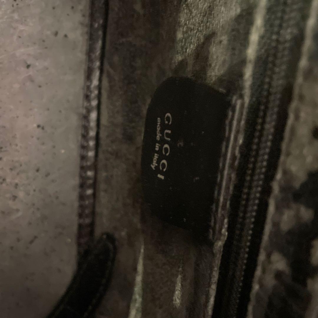 グッチ　バニティ黒レザー バンブーハンドル バッグ