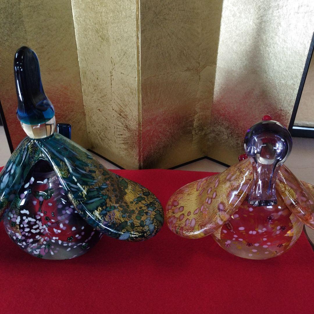 Multiglass ガラス工芸品 雛人形　原田宗春作品　炎の芸術