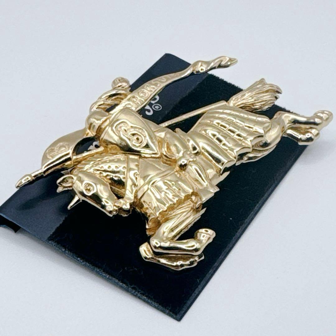 希少✨バーバリー ブローチ ゴールド ホースマーク 金 ピン ロゴ プローサム