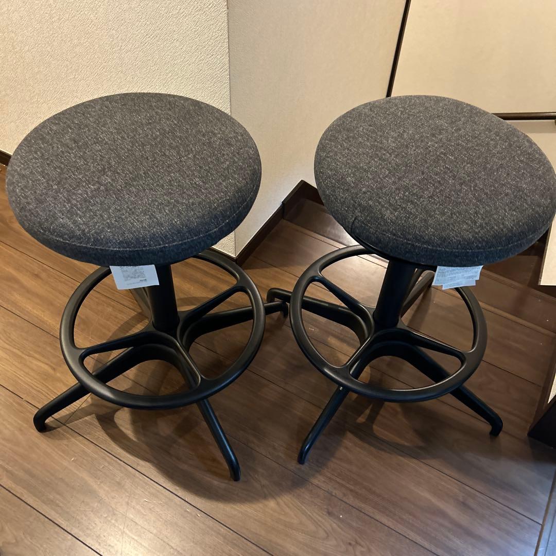 美品　IKEA 2脚　LIDKULLENリドクレン昇降式椅子スツール