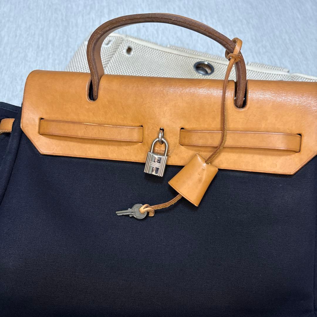 エルメス　エールバッグ　ジップPM ブラック/ナチュラル/シルバー金具