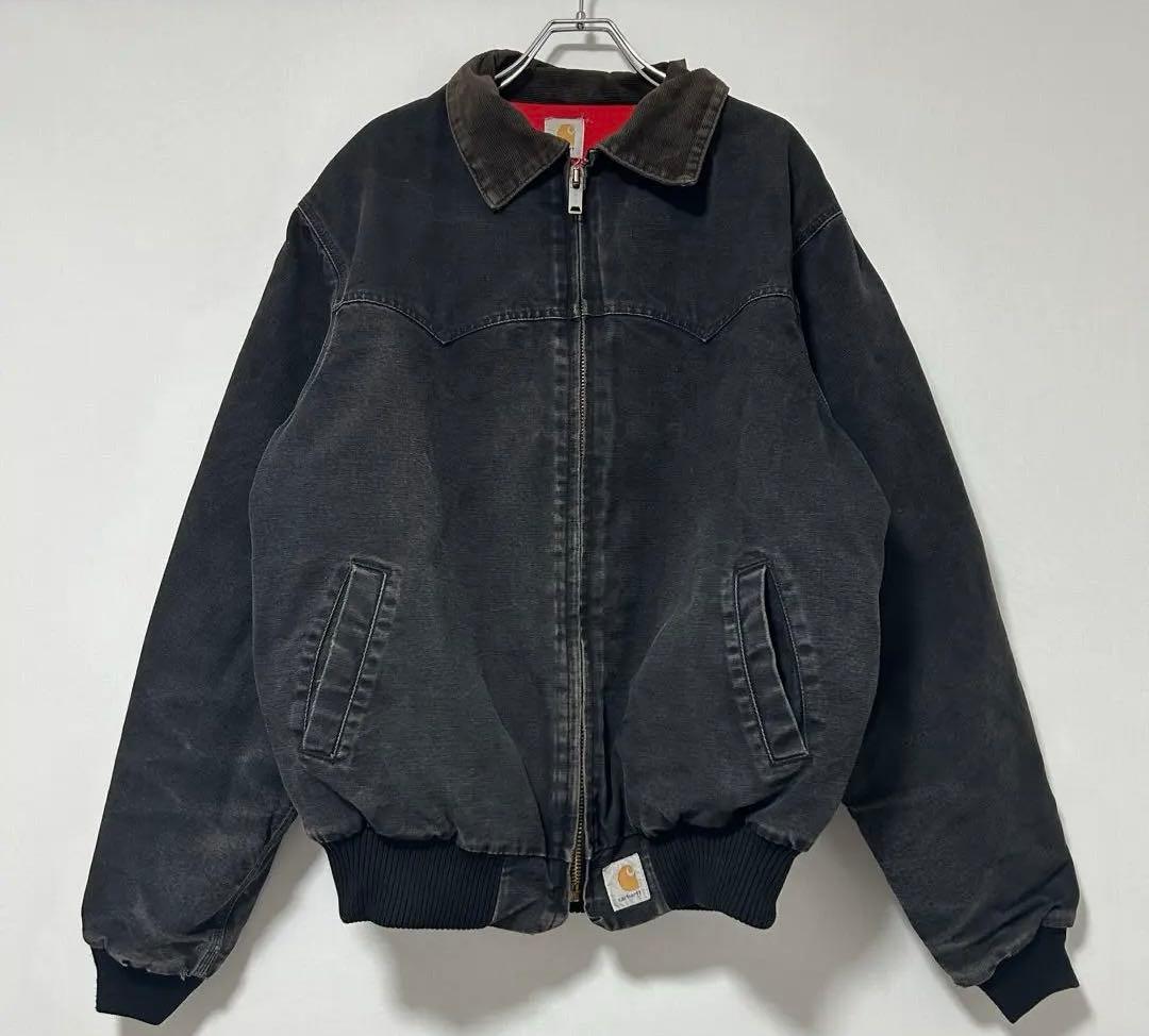 80s carhartt santa fe jacket ブラックXL