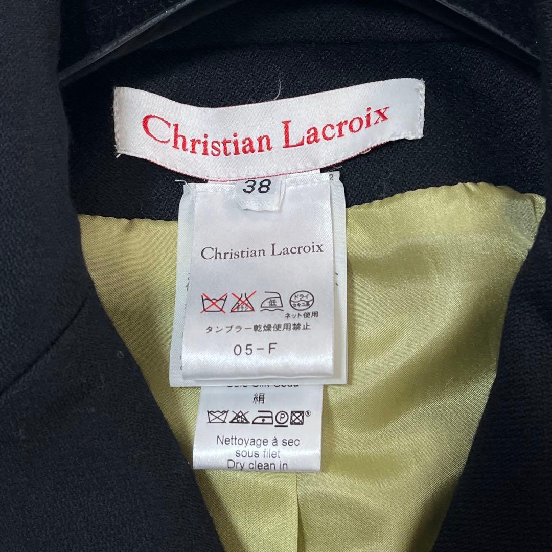 フランス製 クリスチャンラクロワ テーラードジャケット ウール 裏地シルク 黒