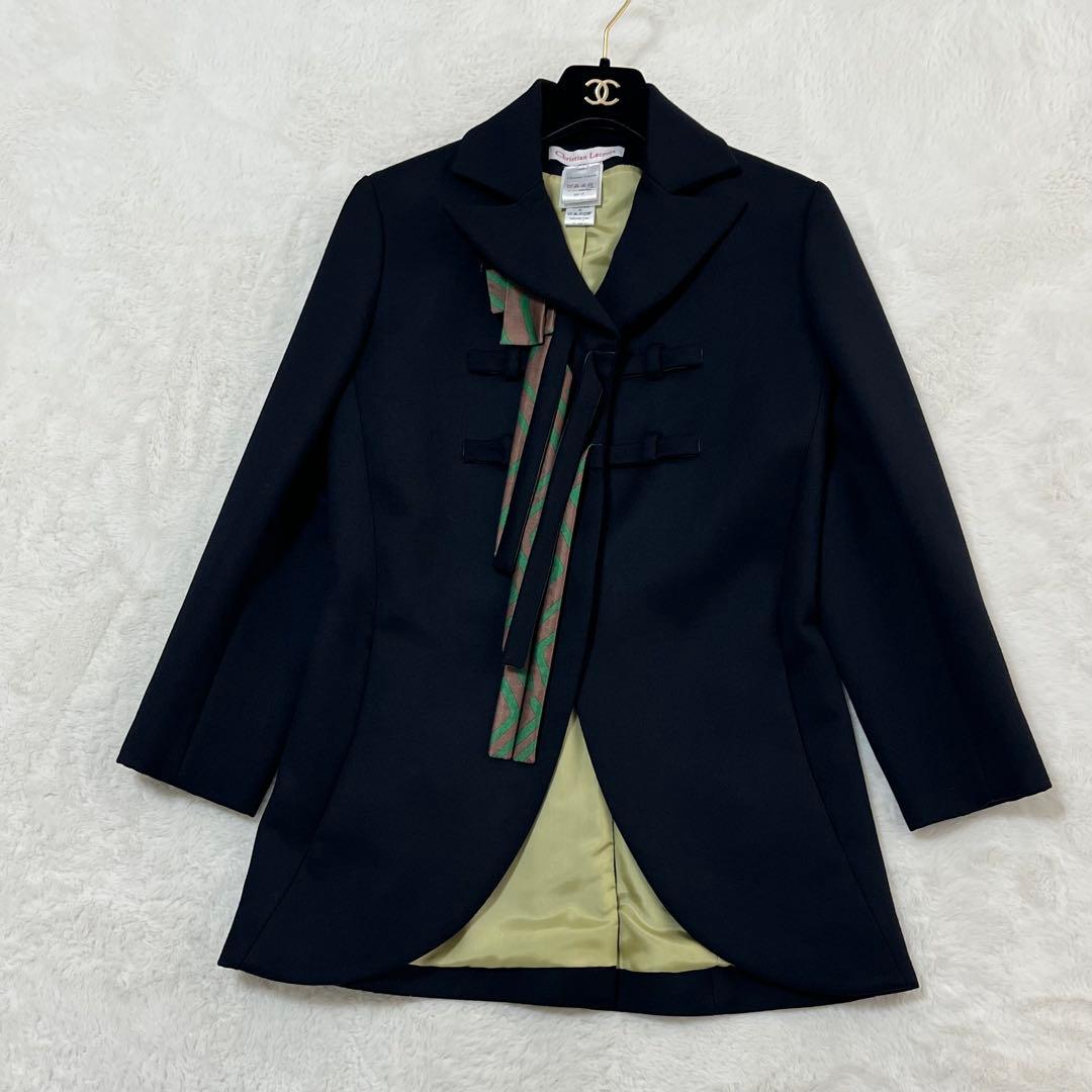 フランス製 クリスチャンラクロワ テーラードジャケット ウール 裏地シルク 黒