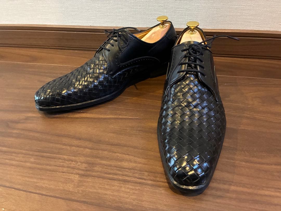 Madras マドラス 編み込みレザー ドレスシューズ