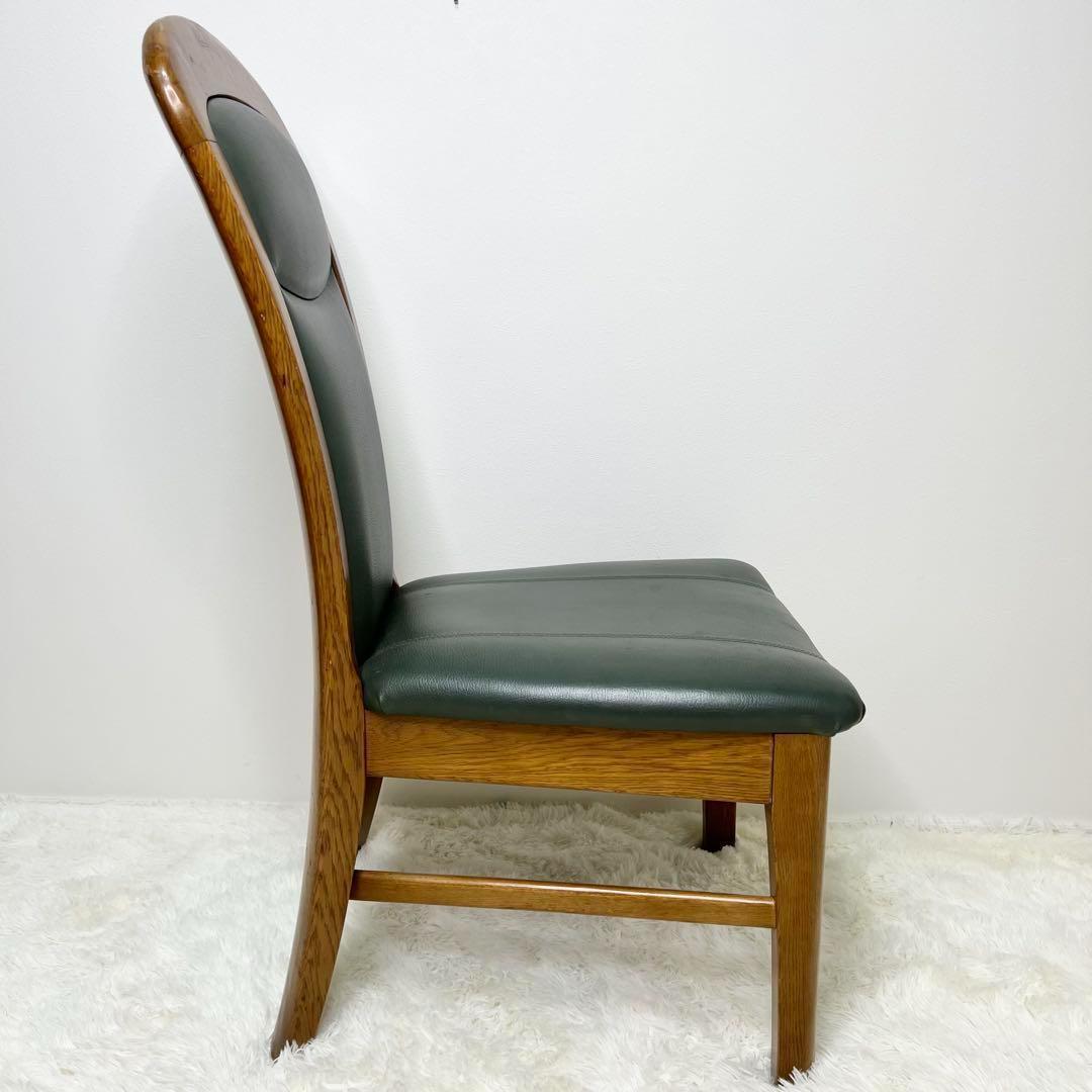 maruni マルニ木工 ダイニングチェア レザー 木製 イス グリーン　2