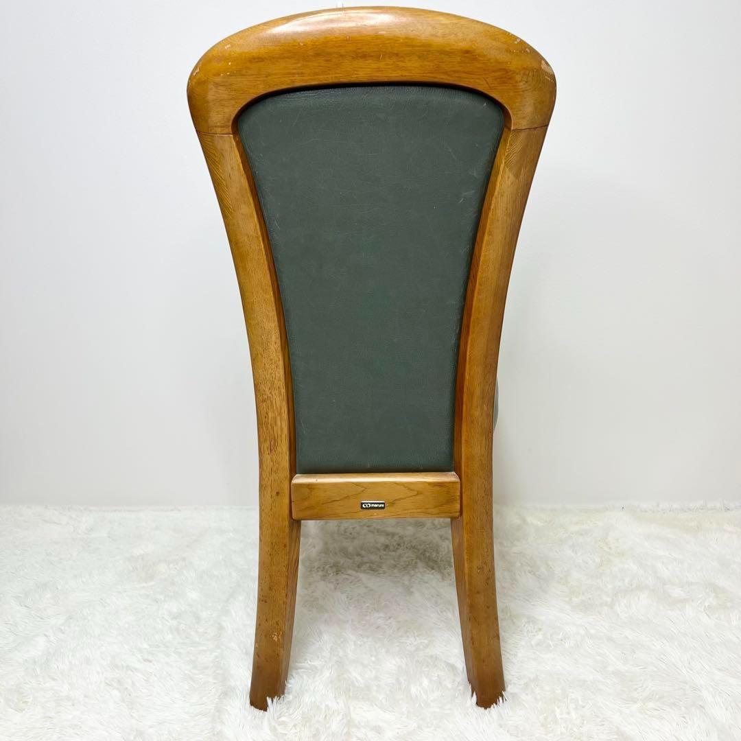 maruni マルニ木工 ダイニングチェア レザー 木製 イス グリーン　2