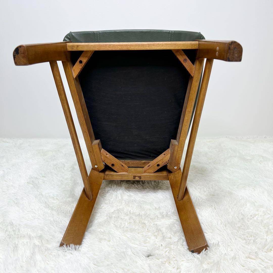 maruni マルニ木工 ダイニングチェア レザー 木製 イス グリーン　2