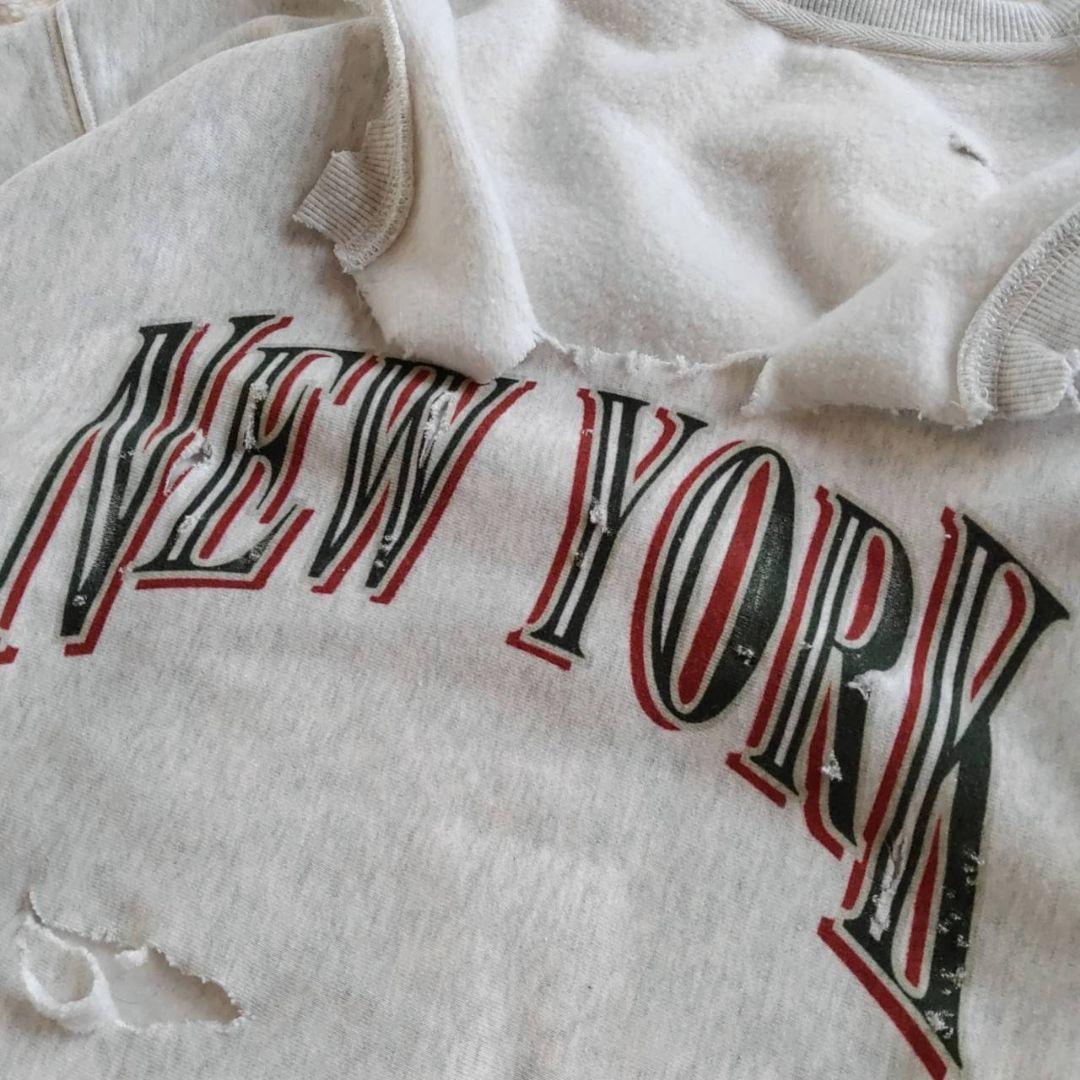 半壊 襤褸 クラッシュ NEW YORK ボロ加工 トレーナー 常田大希 L