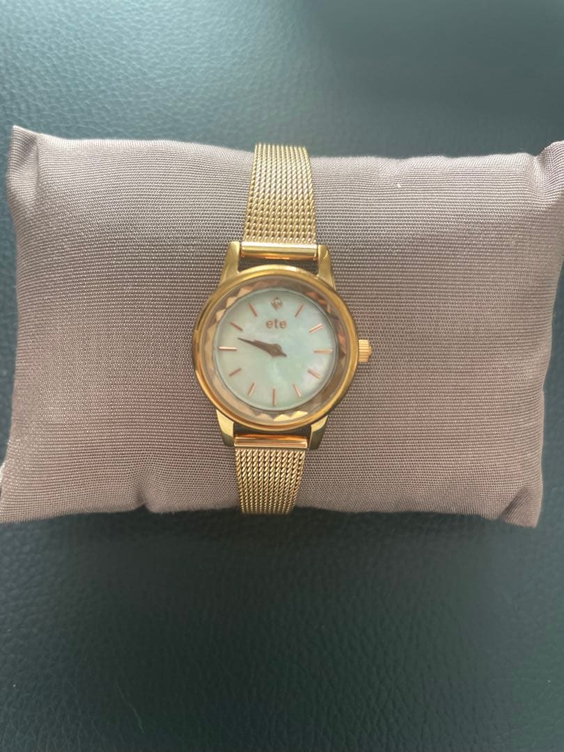 【美品】ete ソーラー ウォッチ メッシュベルト 腕時計 ピンクゴールド