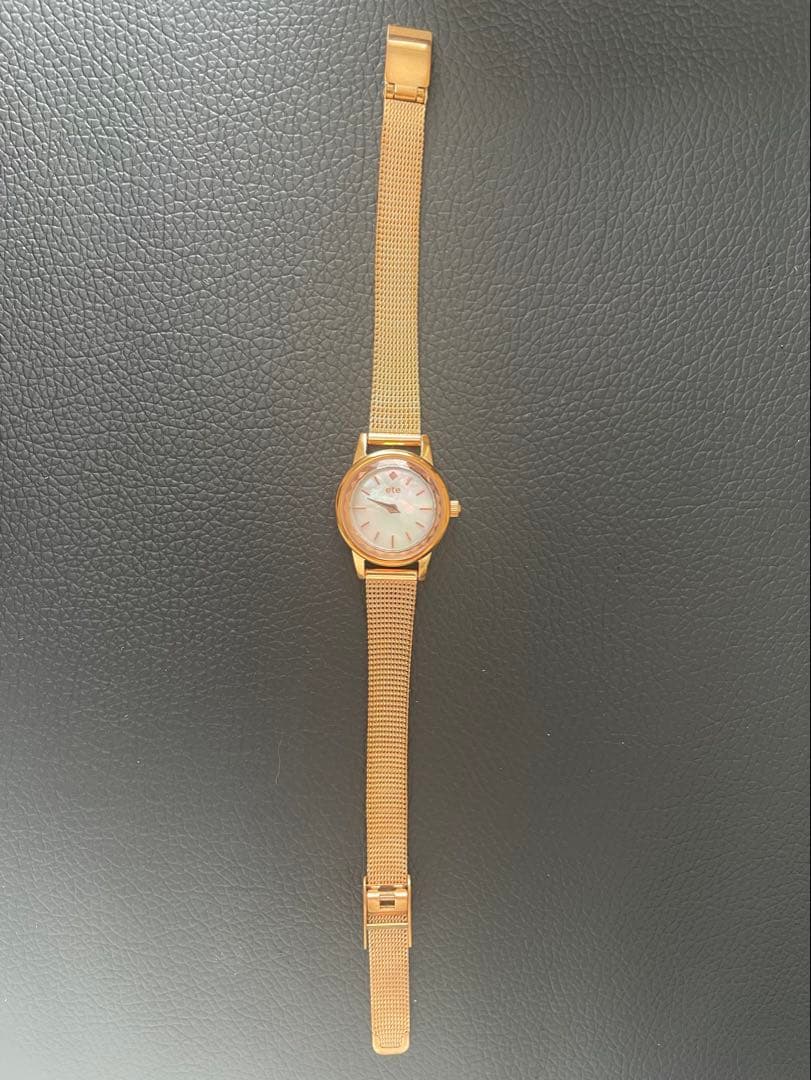 【美品】ete ソーラー ウォッチ メッシュベルト 腕時計 ピンクゴールド