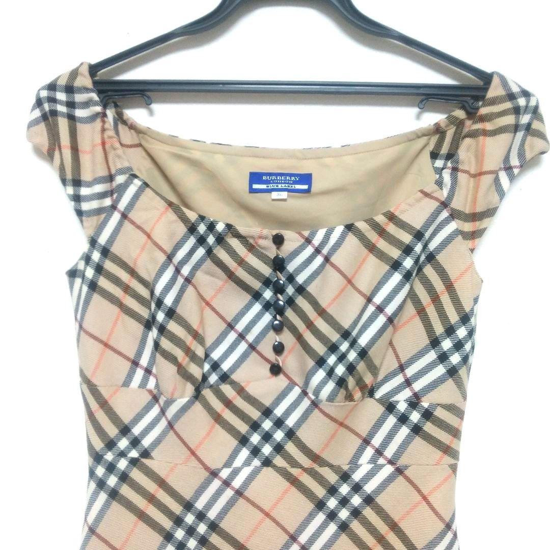 バーバリーブルーレーベル ノバチェック ワンピース ウール 36 S