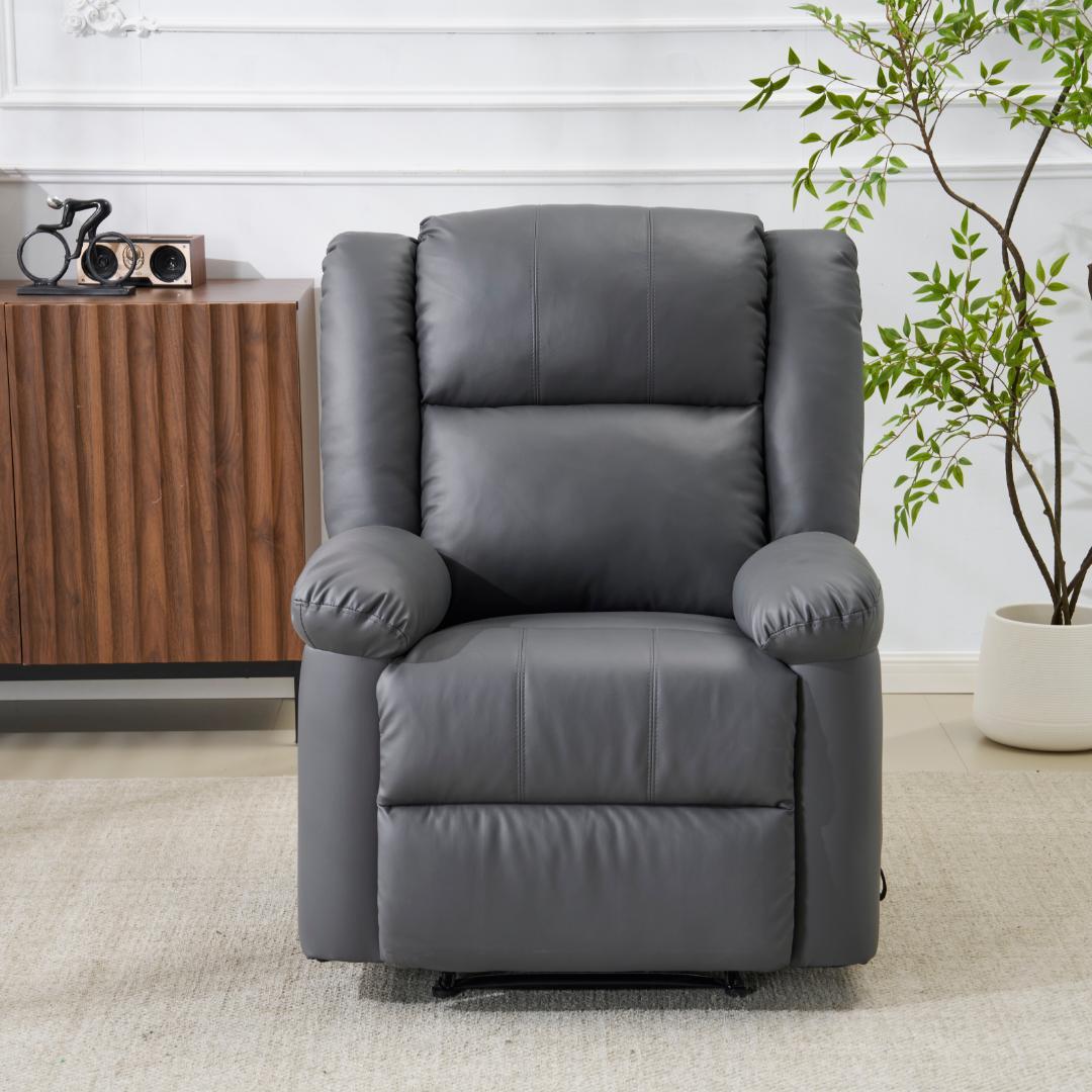 リクライニングチェア テーブル付き リクライニングソファ 【ダークグレー】