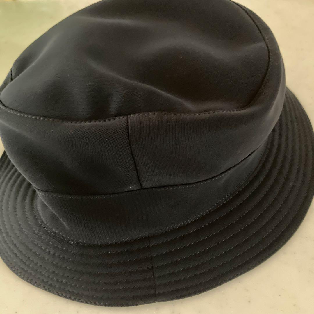 HERME エルメス ポリエステル バケットハット ブラック　レザージップ
