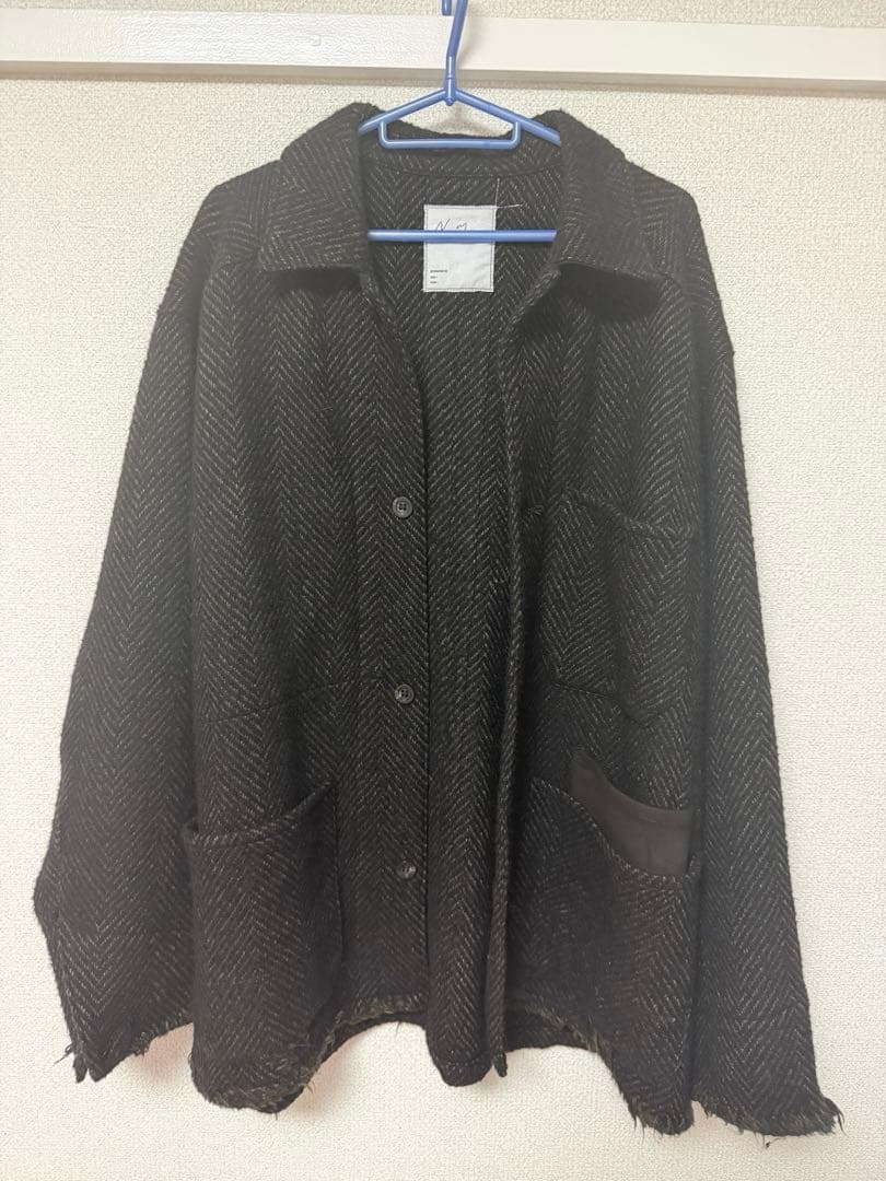 【新品】ANCELLMダメージウールヘリンボーン カバーオール25AW 即完