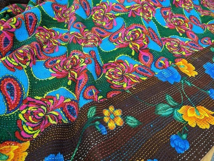 め*ん様 ヴィンテージ　ラリーキルト　グリーンブラウン