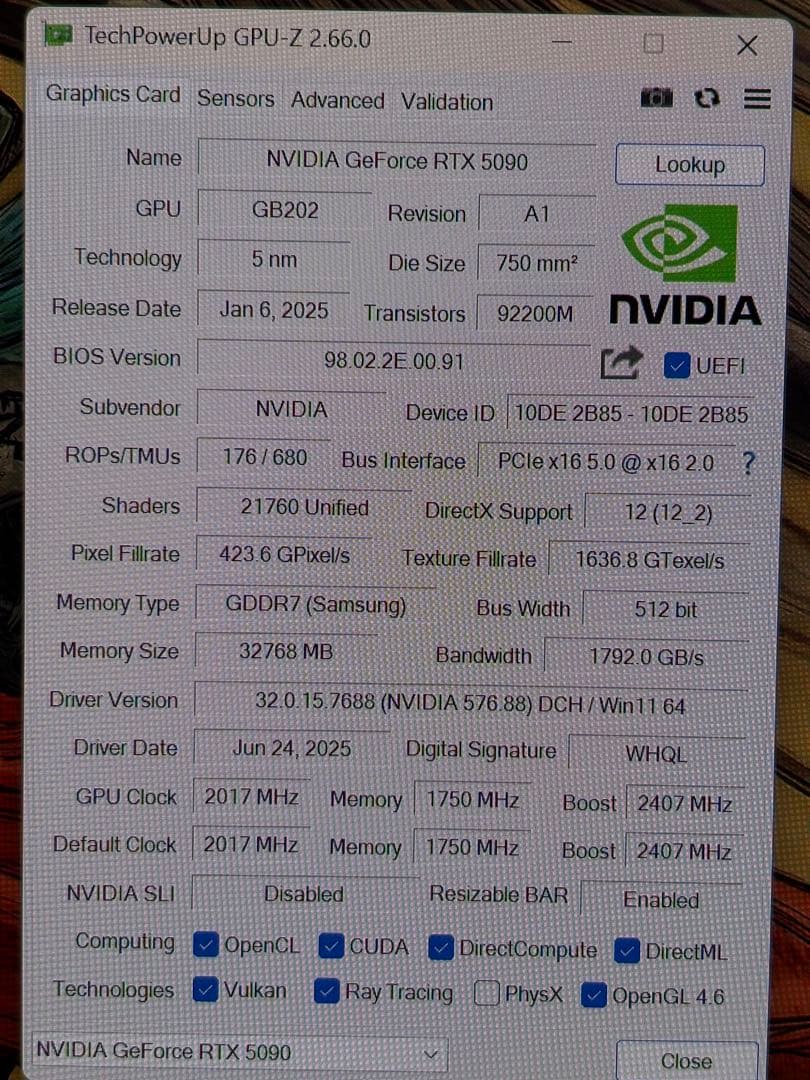 GEFORCE RTX5090 バルク品　ほぼ新品
