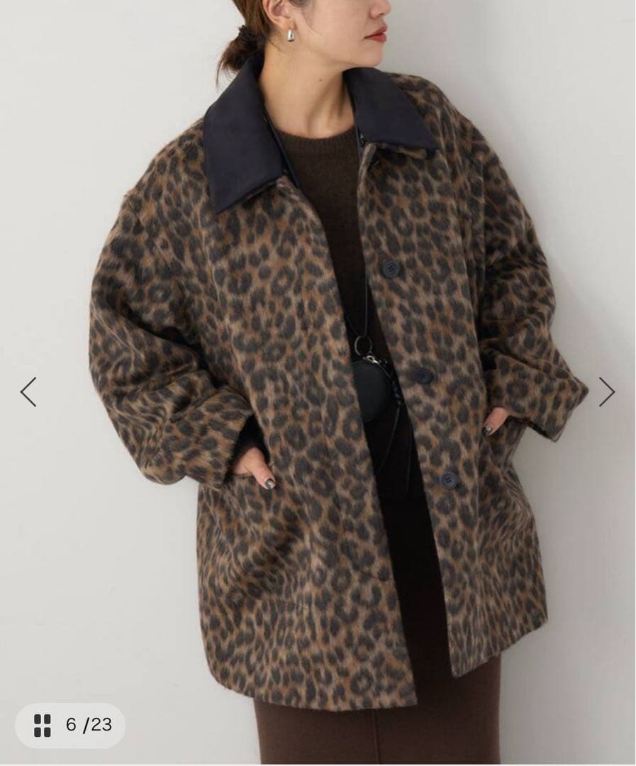 【新品・タグ付き・完売品】Bellandi レオパードコート　2WAY 付け襟