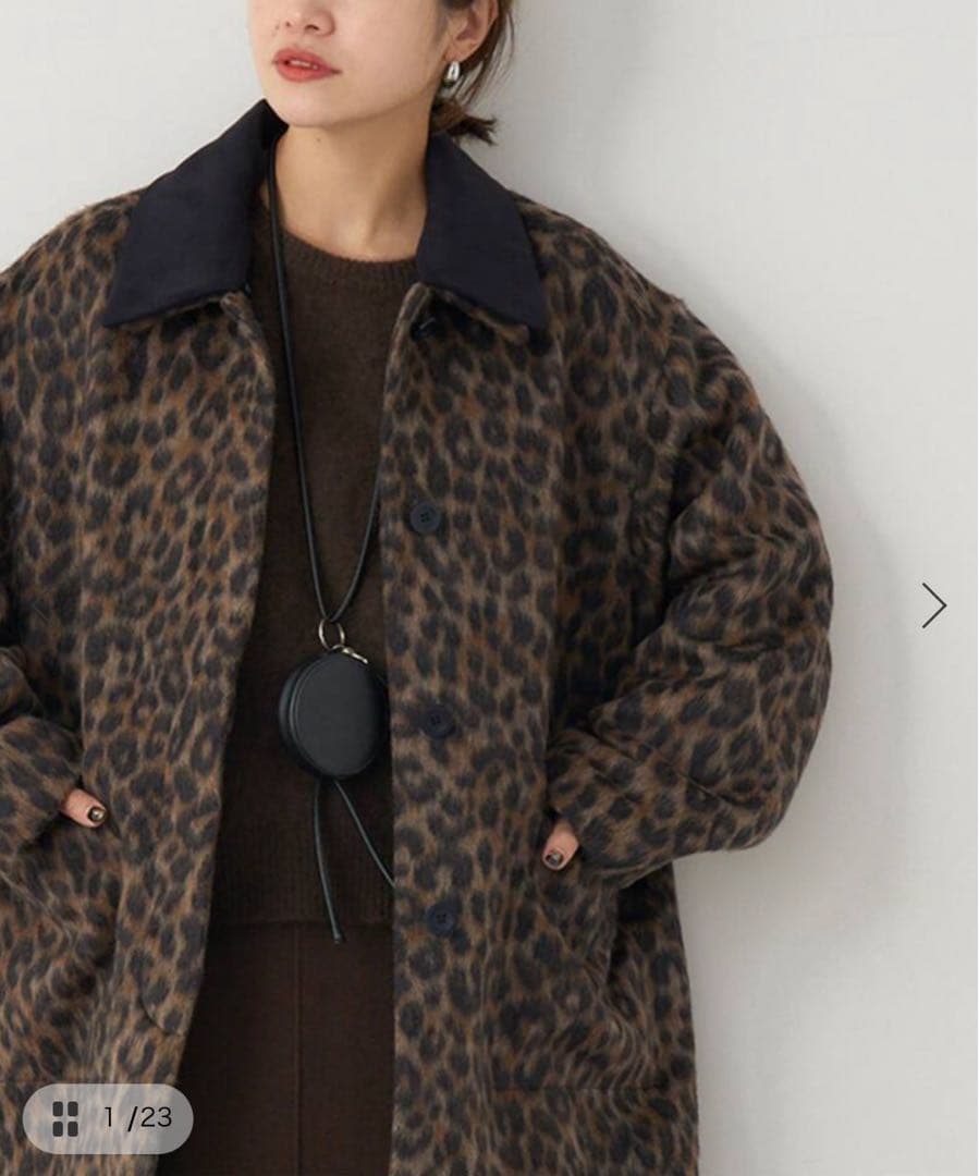 【新品・タグ付き・完売品】Bellandi レオパードコート　2WAY 付け襟