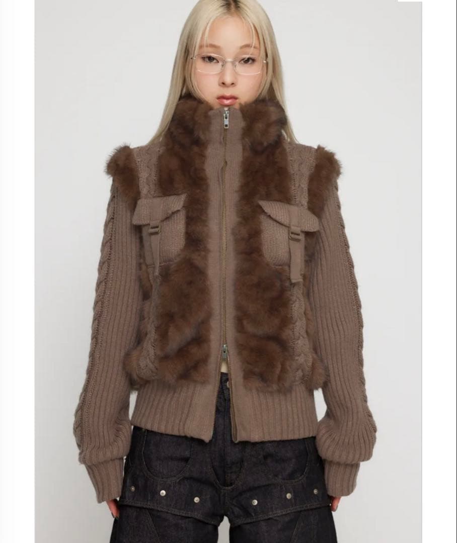 0*l様 LAGUA GEM CABLE KNIT FAUX FUR ブルゾン