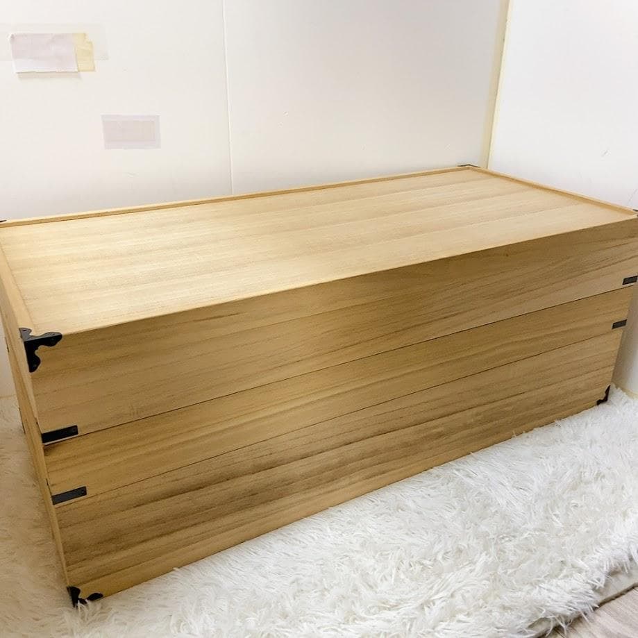 美品！ 桐箱 衣装箱 蓋つき 衣装ケース 桐ケース 3段 着物 【中古品】★