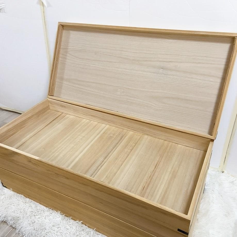 美品！ 桐箱 衣装箱 蓋つき 衣装ケース 桐ケース 3段 着物 【中古品】★