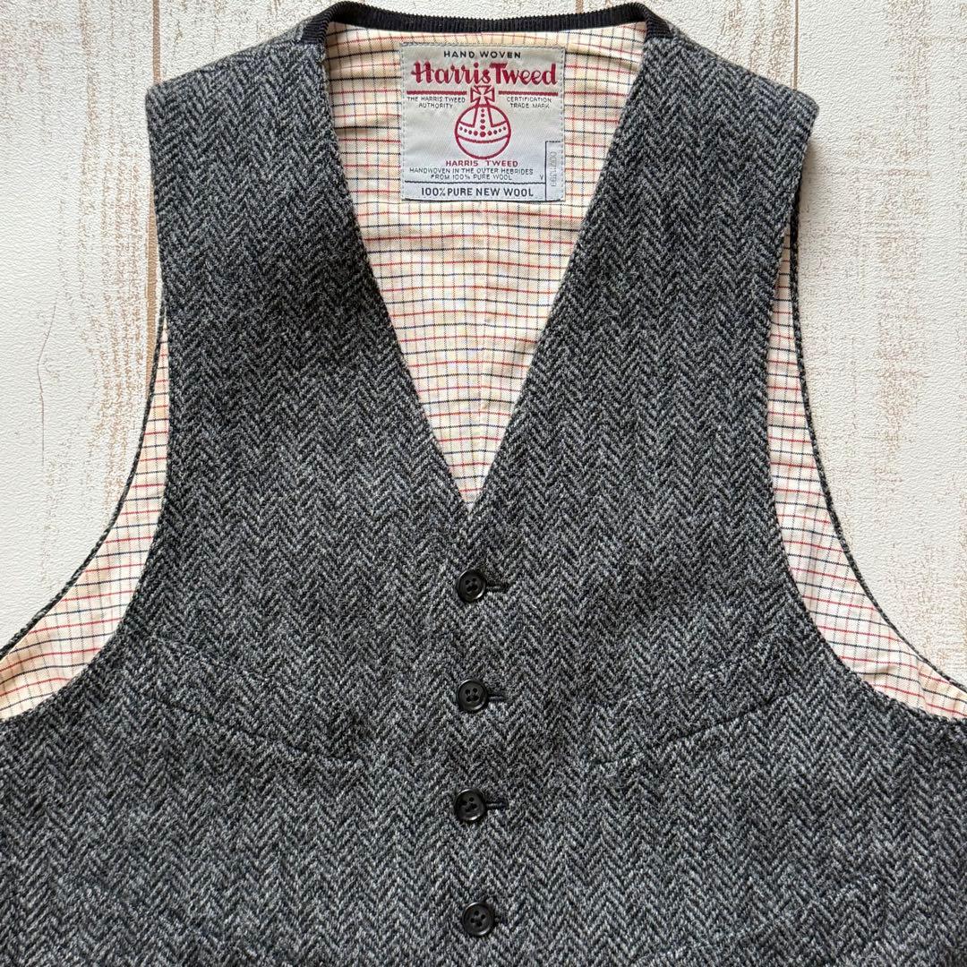 【ビームスプラス】ハリスツイード使用　ベスト　ヘリンボーンツイード