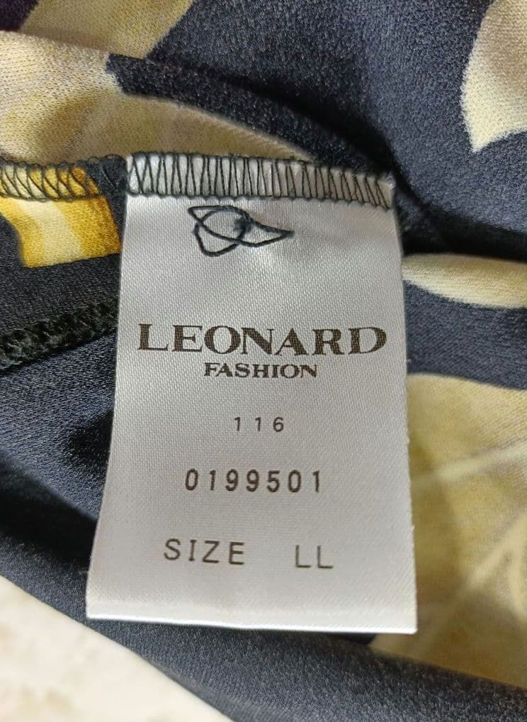 もりごんLEONARD カンカン素の花柄チュニック【XLサイズ】【七分丈】