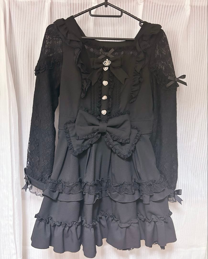 LIZLISA ティアラリボンティアードワンピース 黒