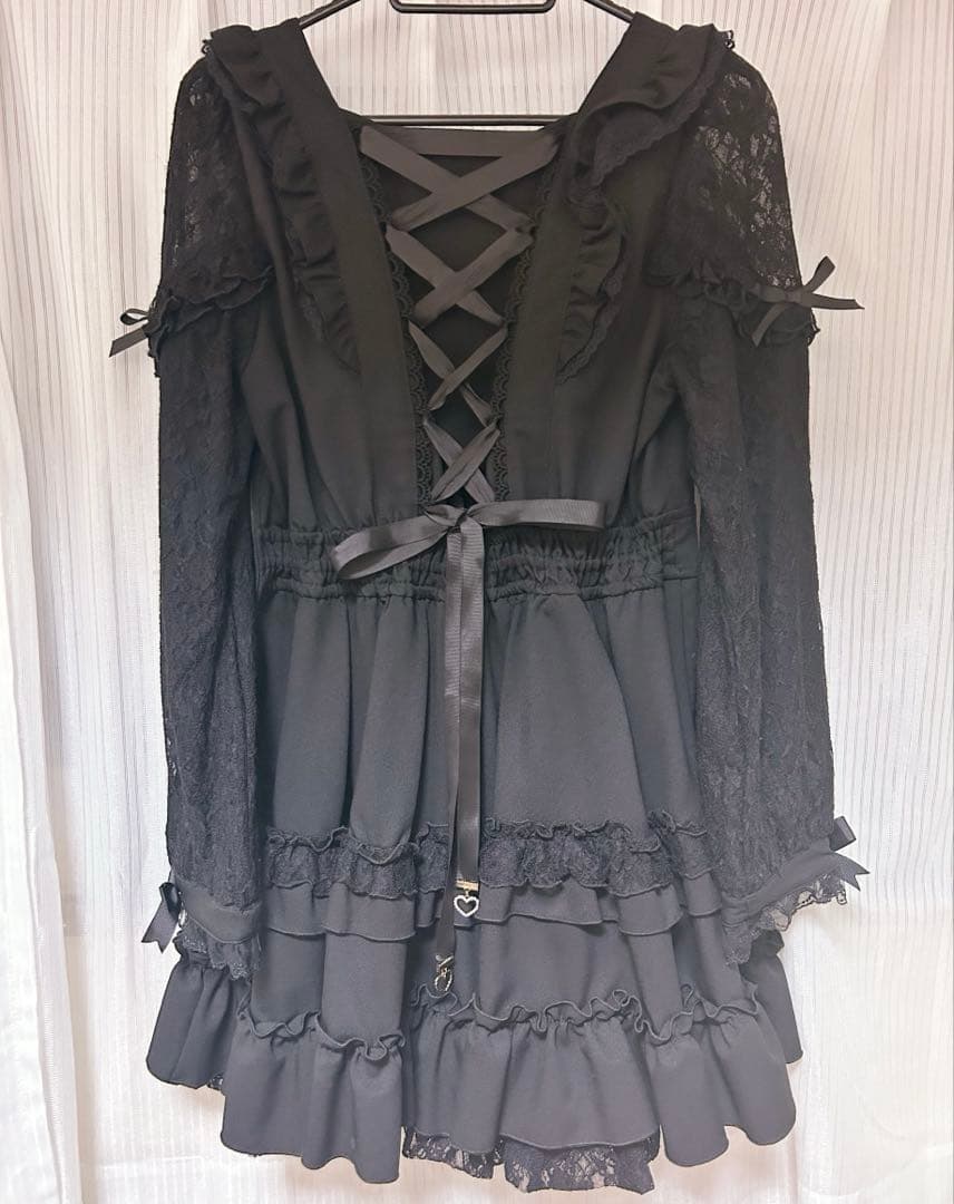 LIZLISA ティアラリボンティアードワンピース 黒