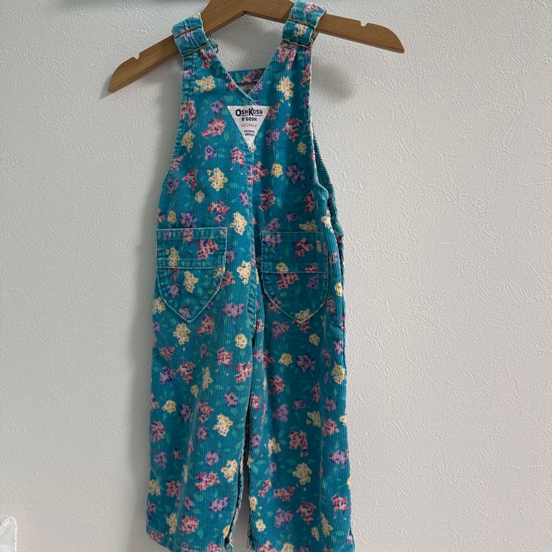 OshKosh 花柄コーデュロイオーバーオール　use製　希少