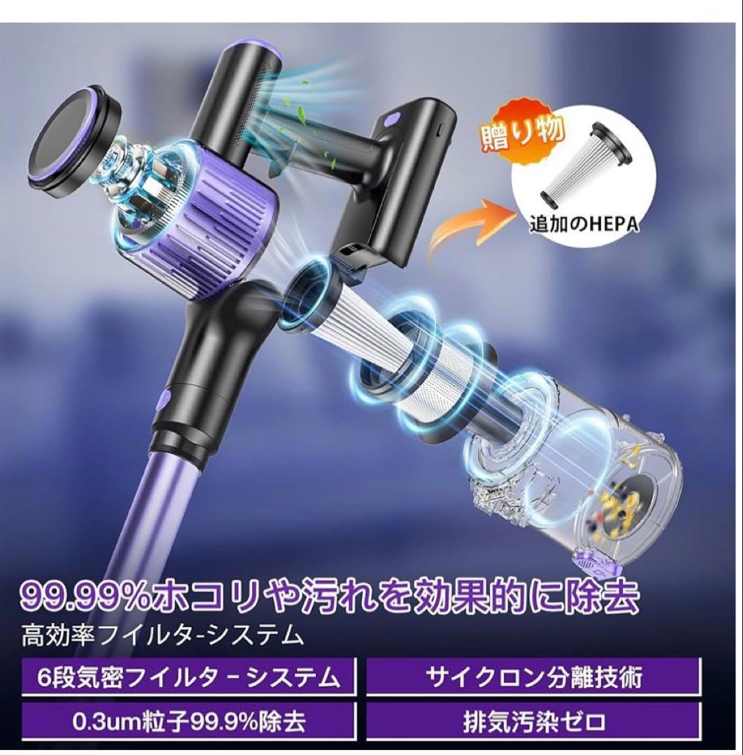 掃除機 コードレス 自立式 LEDライト 液晶ディスプレイ 軽量 136