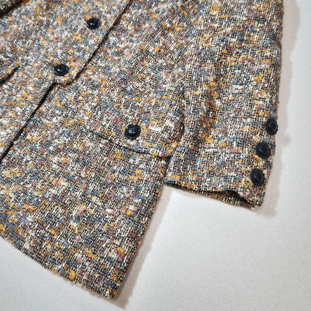 ジバンシィ　テーラードジャケット　ミックスツイード　ブークレ　ロゴ彫刻ボタン