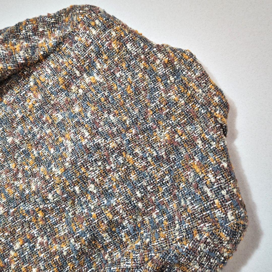 ジバンシィ　テーラードジャケット　ミックスツイード　ブークレ　ロゴ彫刻ボタン