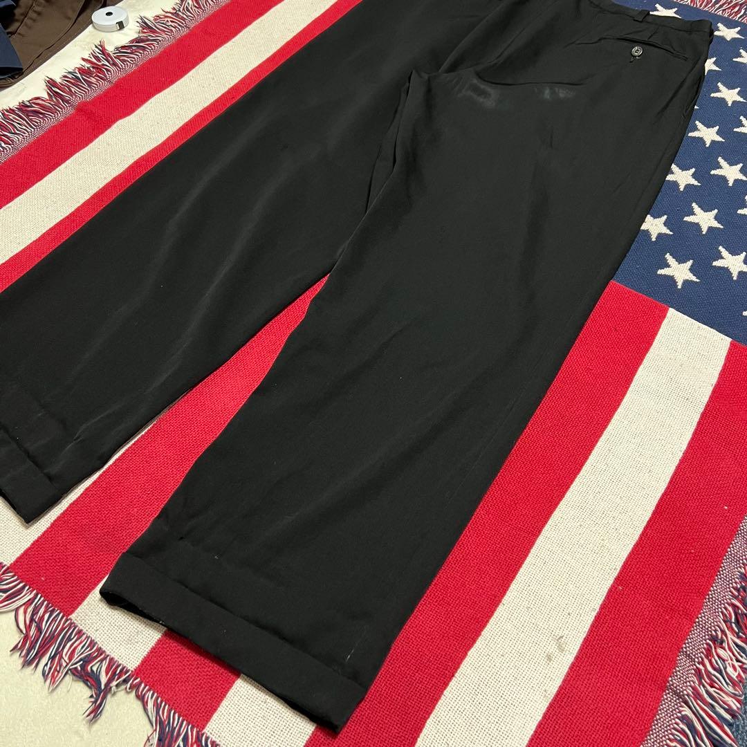 90s Ralph Laurenラルフローレン レーヨン 2タック 黒スラックス