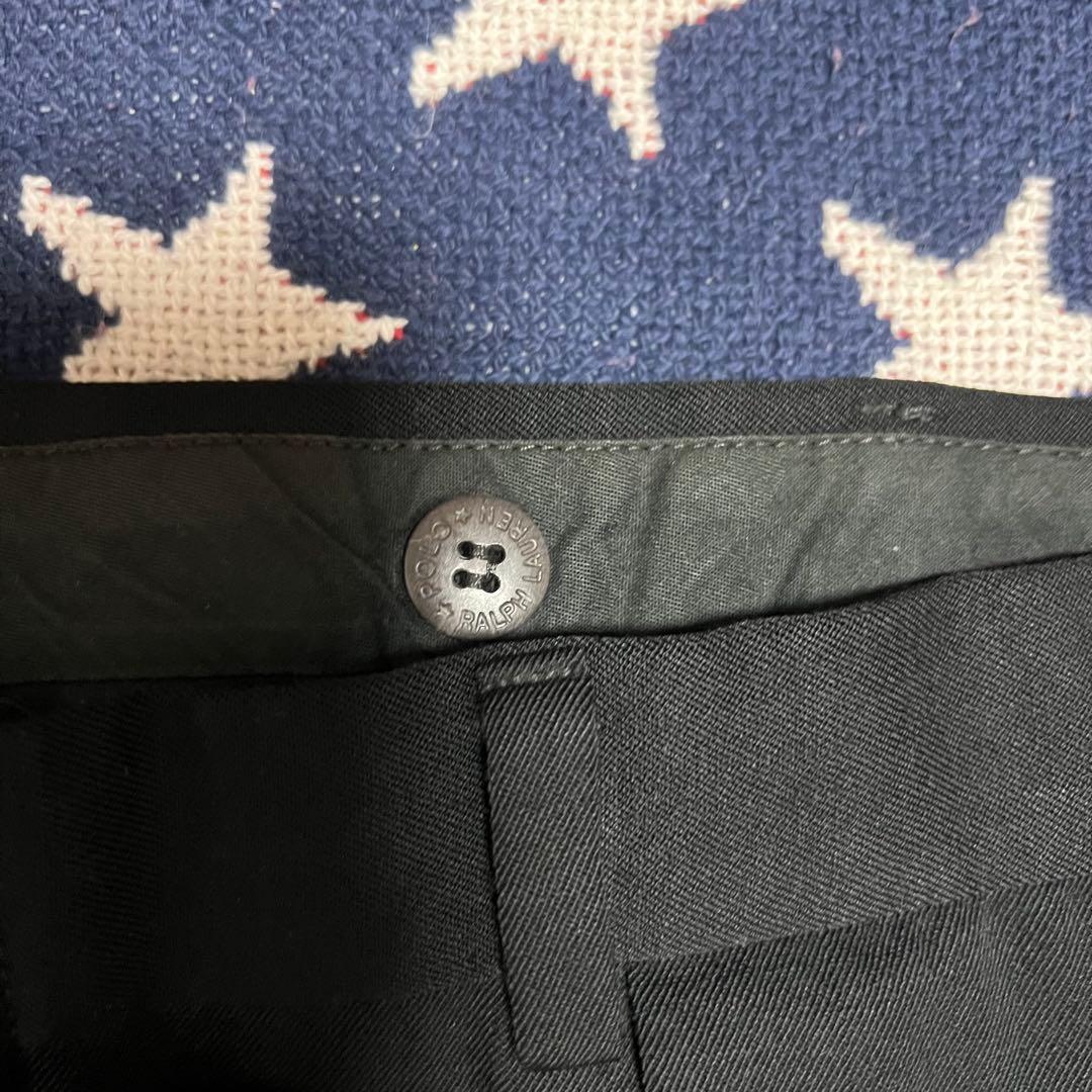 90s Ralph Laurenラルフローレン レーヨン 2タック 黒スラックス