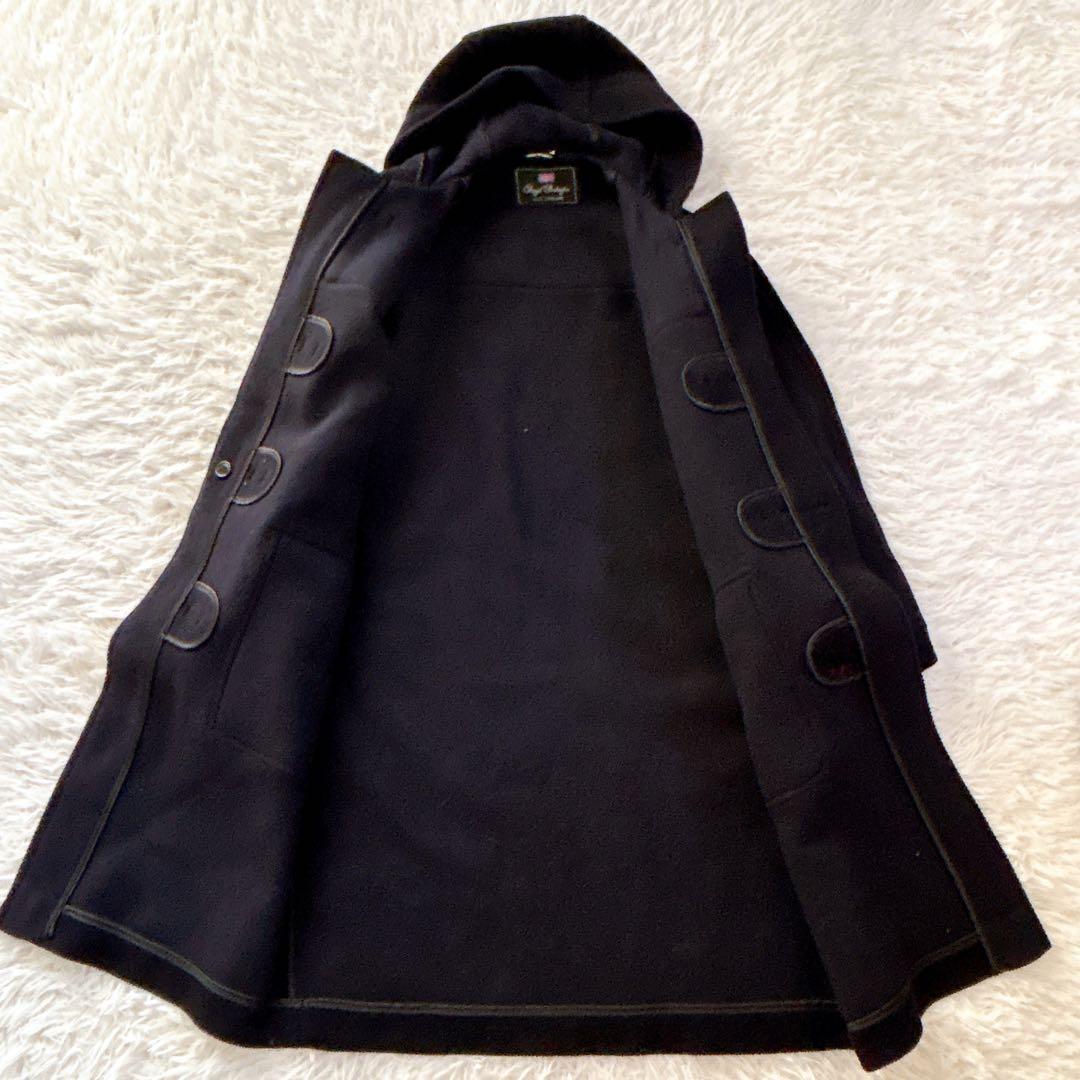 美品 ロイヤルバーリントン ダッフルコート ヘリンボーン ネイビー