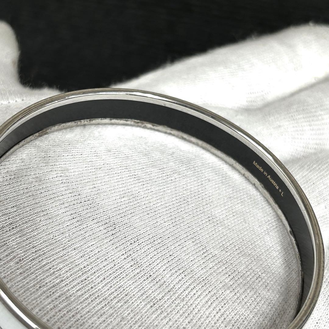 エルメス　バングル　エマイユ　白色系×シルバー色系　ブレスレット　馬車モチーフ