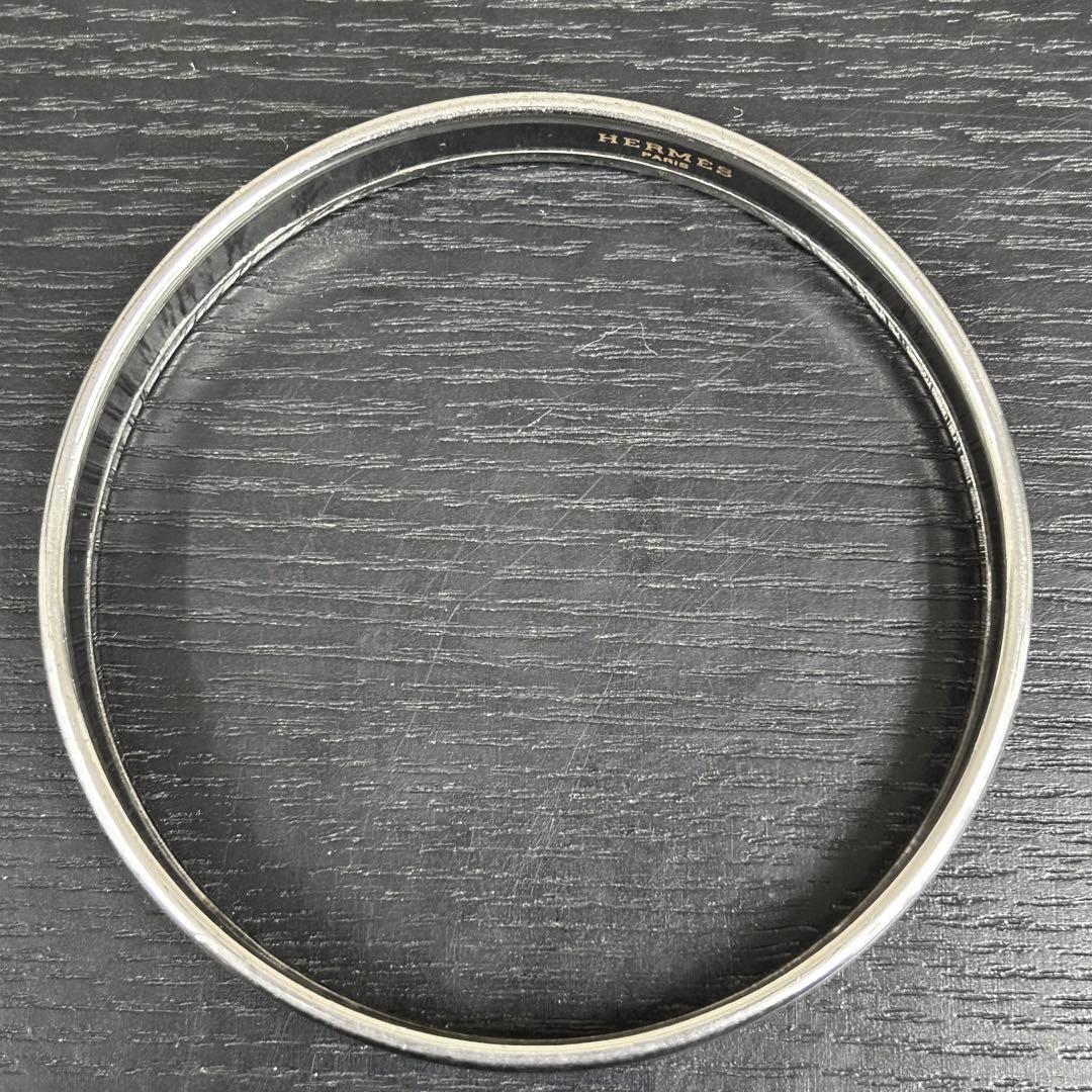 エルメス　バングル　エマイユ　白色系×シルバー色系　ブレスレット　馬車モチーフ