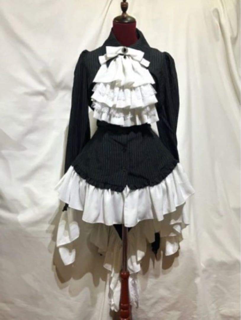 【MARBLE】マーブルタイ付きドレープ飾りゴシックエレガンスブラウスワンピース