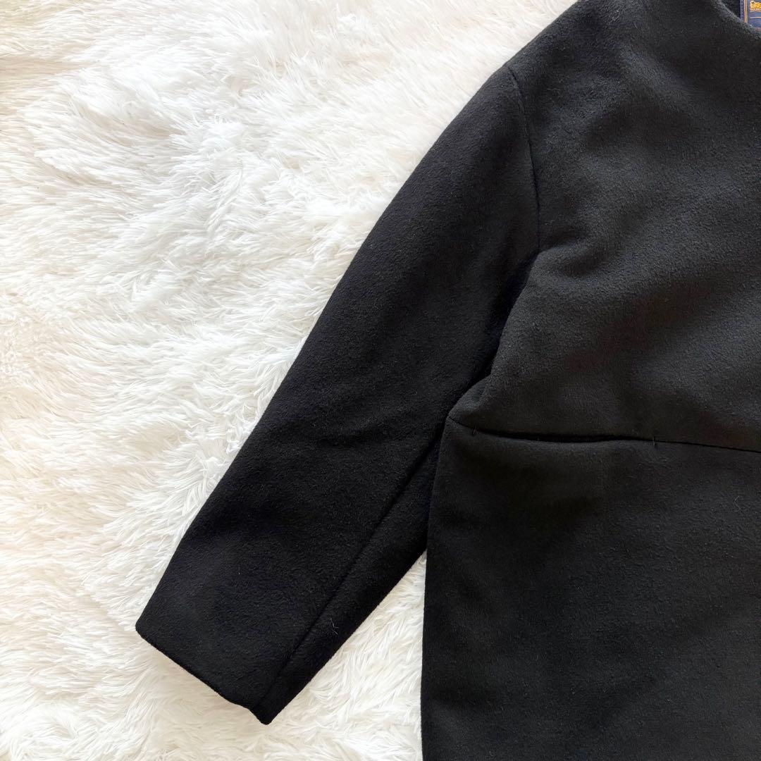 ジャーナルスタンダードレリューム◆スーパーファインビーバークルーネックコート 黒