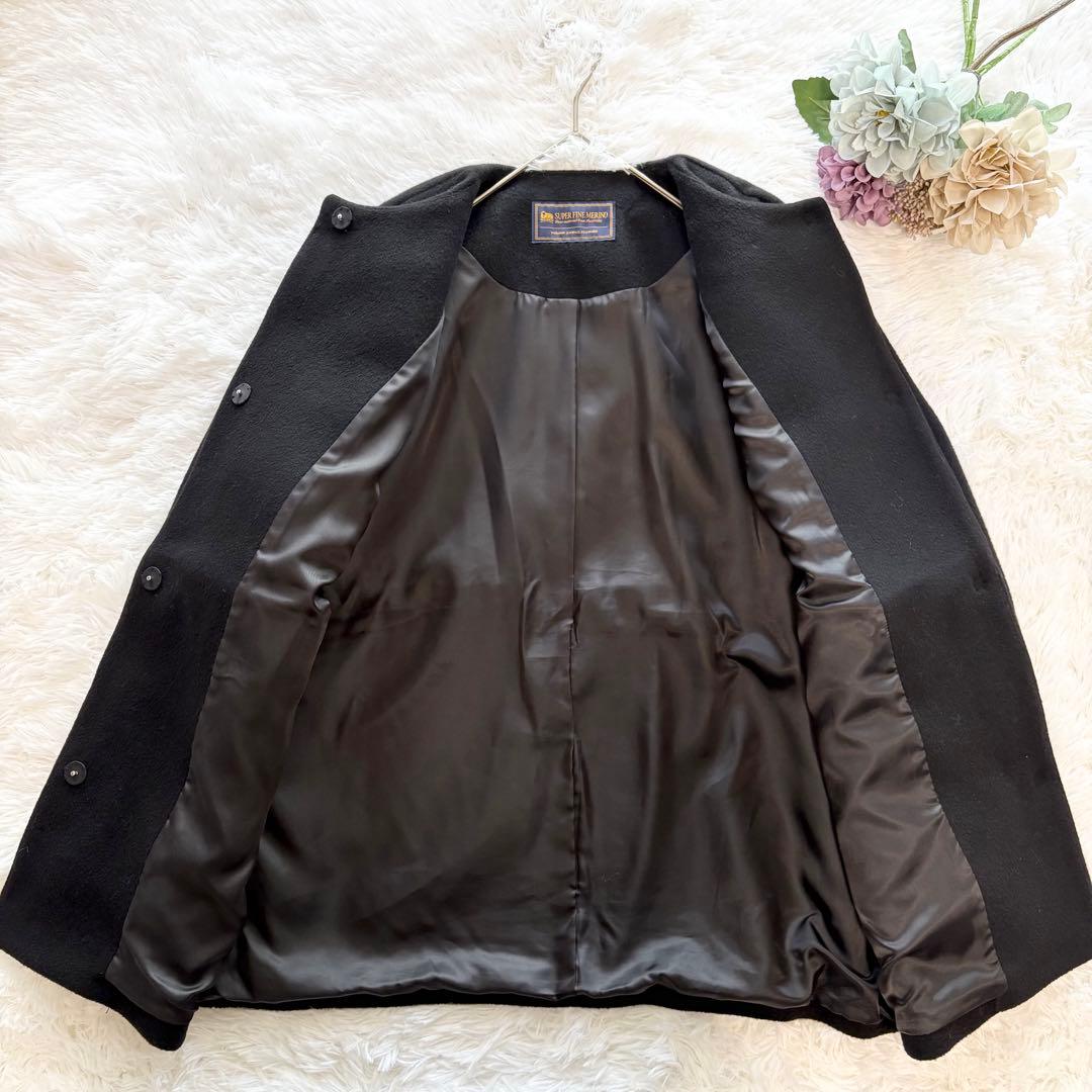 ジャーナルスタンダードレリューム◆スーパーファインビーバークルーネックコート 黒