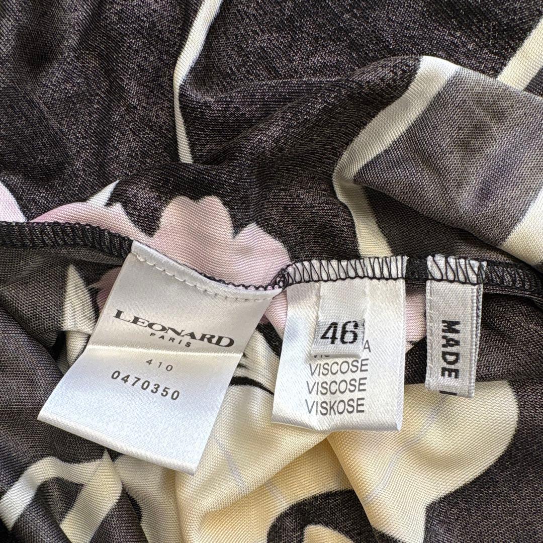 美品　LEONARD レオナール レーヨンジャージーワンピース　花柄　ブラック