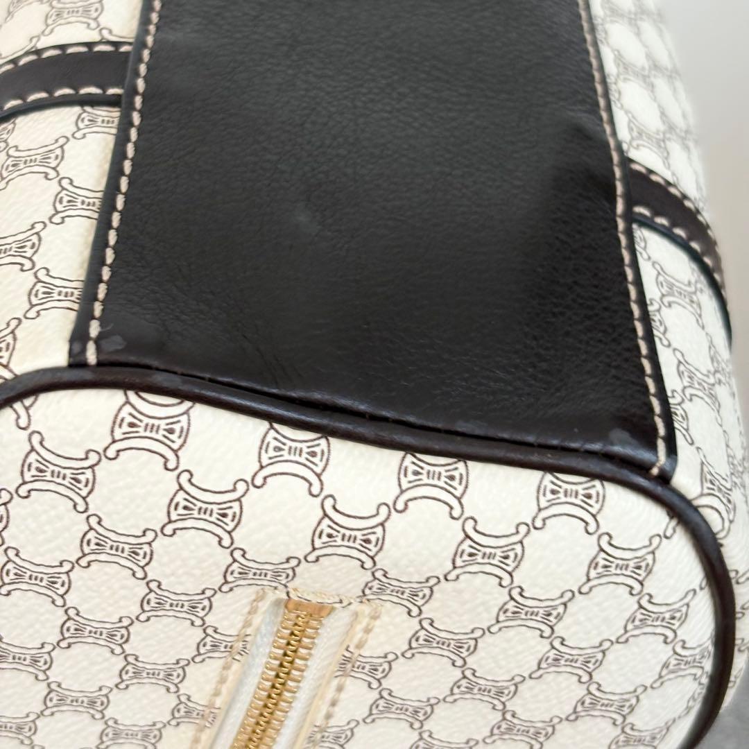 【美品】セリーヌ マカダム柄ハンドバッグ ミニボストンバッグ ホワイト系 127