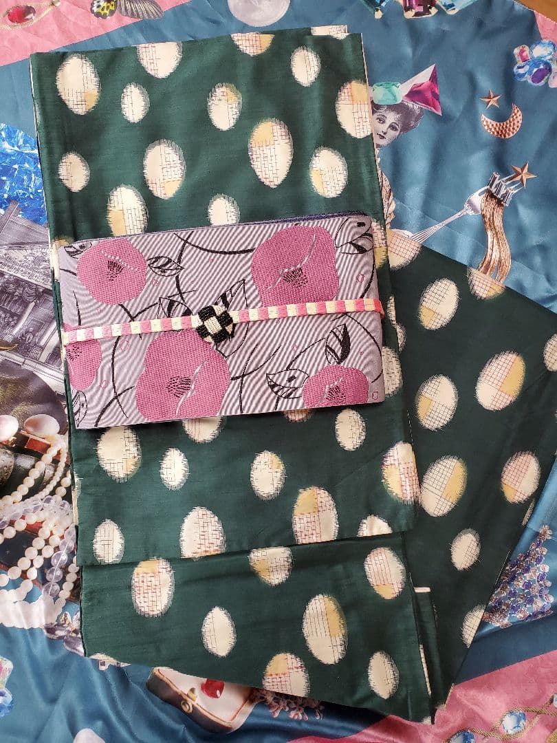 ■袷着物 銘仙 水玉