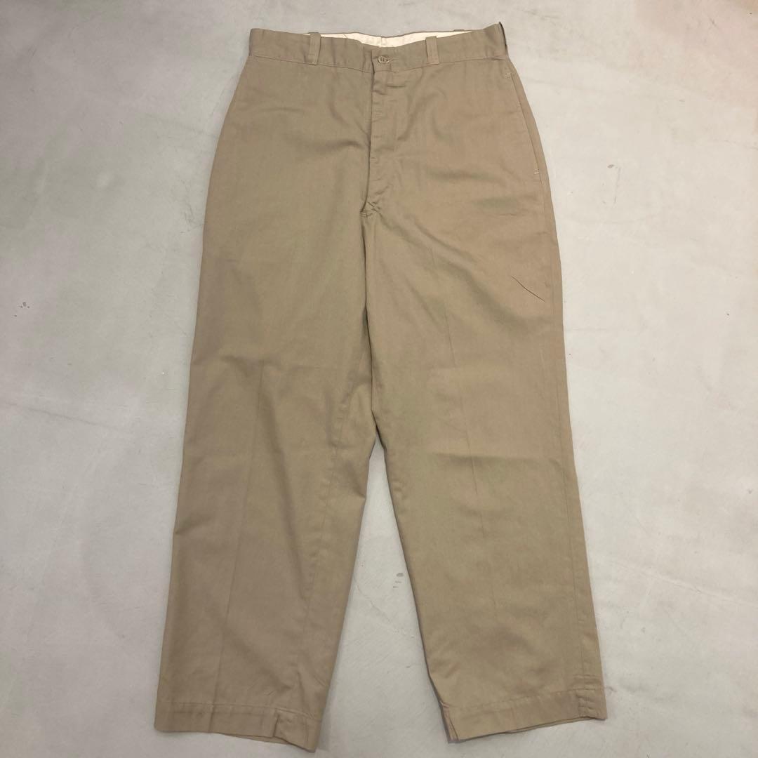 60s チノパン ワークパンツ カーキベージュ W32 ワイド ヴィンテージ