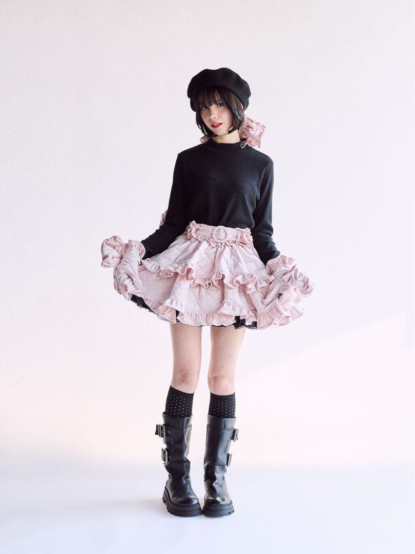 lilLilly Starry⭐︎キルティングミニスカート ホワイト