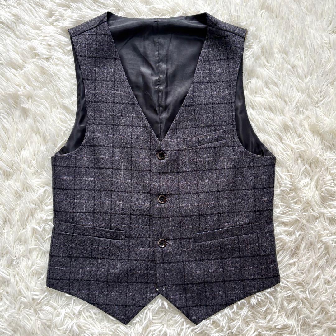 【未使用級】Sサイズ 3ピース セットアップスーツ ペンチェック 黄色 ビジネス