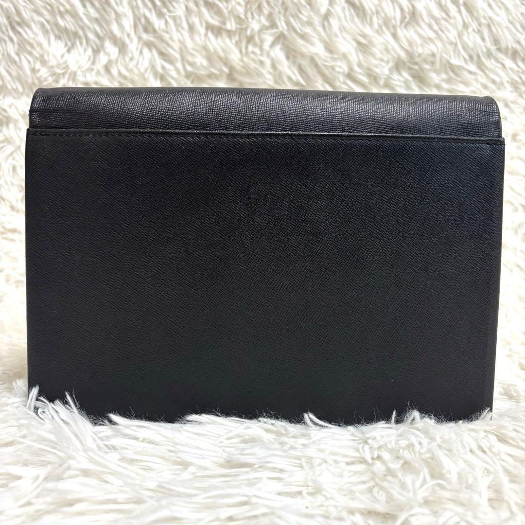 美品★イヴサンローラン クラッチバッグ カサンドラ レザー ブラック YSL